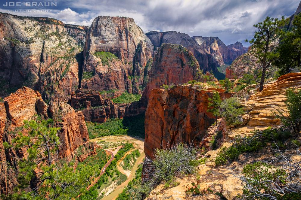 View from atop of a mountain in Zion National Park